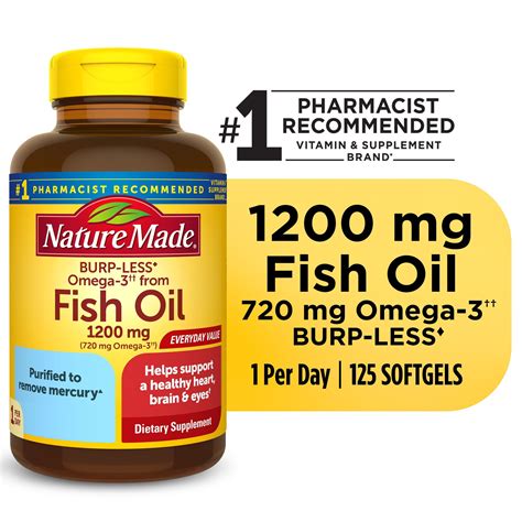 nature made omega 3 fish oil 1200 mg softgels one per day 100